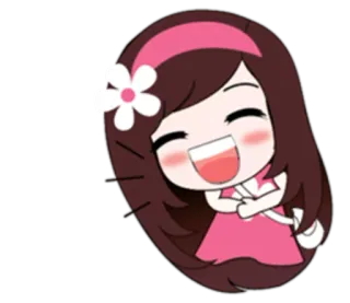😃 卡通, 女孩, 动漫, 快乐, 可爱, 花 whatsapp sticker