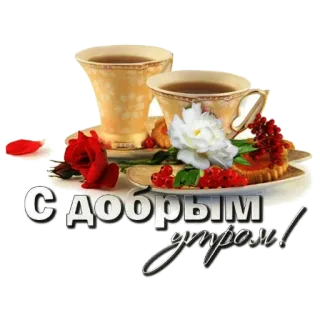 ❤️ С добрым утром! Guten Morgen, Tee, Blumen, Gruß, Russisch telegram sticker