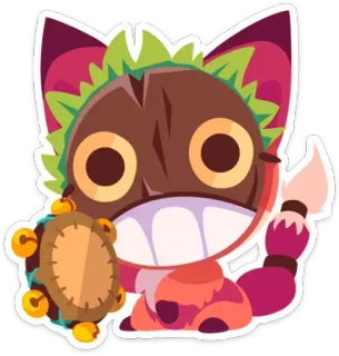 👹 volpe, maschera, tamburello, cartone animato, carino, animale, personaggio telegram sticker