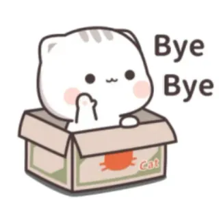 🍃 Bye Bye cat, animal, box, cartoon, cute, sticker, animated telegram sticker