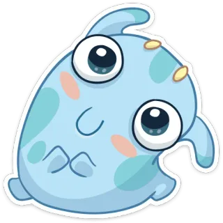 ☺ Cartone animato, Mostro, Carino, Creatura, Blu, Adesivo telegram sticker