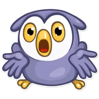😮 búho, pájaro, dibujo animado, lindo, animal, pegatina whatsapp sticker