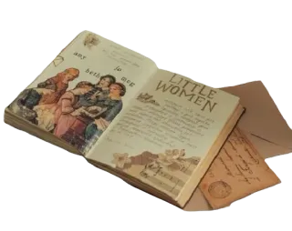 📜 Little Women amy beth jo meg LITTLE WOMEN book, vintage, novel, literature, classic, women, girls telegram sticker