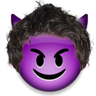 😈 emoji, devil, purple, face, horns, hair telegram sticker