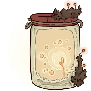✨ 병, 빛, 일러스트, 반딧불이, 자연, 마법 telegram sticker