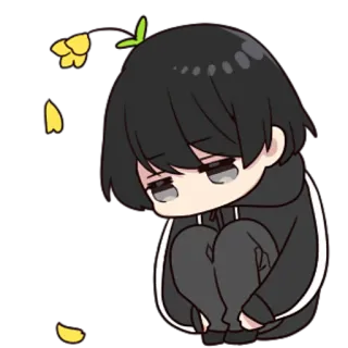 😔 Anime, Triste, Mignon, Chibi, Personnage, Illustration whatsapp sticker