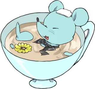 😊 Maus, Teetasse, Blume, Cartoon, Süß, Tier telegram sticker