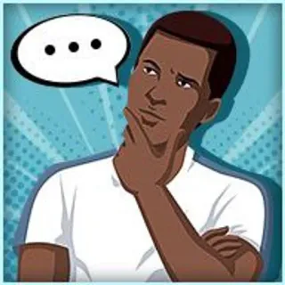 🌟 thinking, thoughtful, pondering, question, man, dialogue telegram sticker