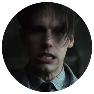 😬 Edward Nygma Gotham мужчина, выражение лица, портрет, персонаж, злодей, телешоу, Эдвард Нигма, Готэм telegram sticker