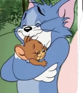 😽 Tom and Jerry Cartone animato, Amicizia, Abbraccio, Gatto, Topo, Carino, Sano telegram sticker