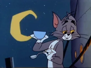 🍵 Tom Cat Cartoon, Katze, Mond, Traurig, Tom und Jerry, Schüssel whatsapp sticker