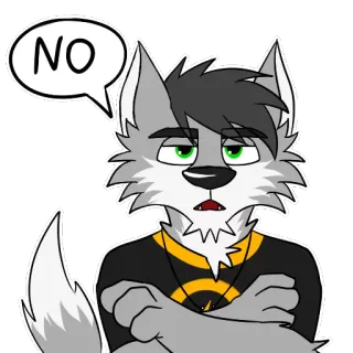 😒 NO wolf, furry, anthropomorphic, no, rejection, cartoon, animal telegram sticker