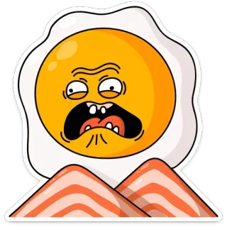 😬 telur, sarapan, makanan, kartun, lucu, marah telegram sticker