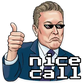 👍 Nice call Mème, Lunettes pixelisées, Bien joué, Pouce levé, Pixel art telegram sticker