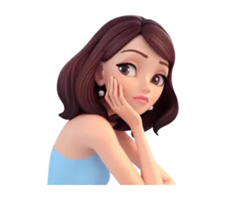 🤔 dibujos animados, mujer, chica, morena, pose, hermosa telegram sticker