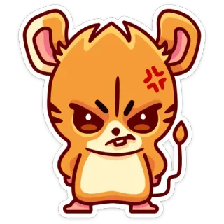 😠 злой, мультик, грызун, милый, животное, наклейка telegram sticker