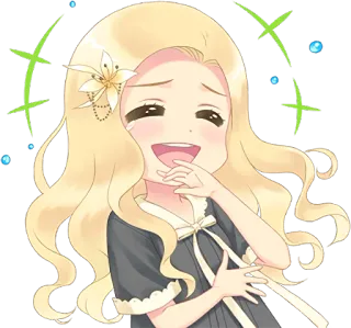 😀 fille anime, mignon, chibi, joyeux, rire, féminin, art numérique whatsapp sticker