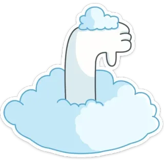 👎 Daumen runter, Abneigung, Wolke, Cartoon, Handgeste, Negativ, Ablehnung telegram sticker