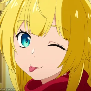 ⚔️ Anime, Meisje, Knipoog, Tong, Schattig, Cartoon telegram sticker