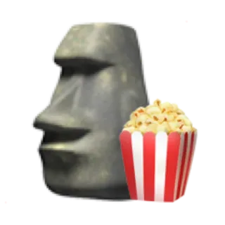 🍿 Moai, Đảo Phục Sinh, Bắp rang bơ, Phim, Giải trí telegram sticker