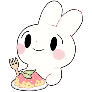 🍝 rabbit, food, cute, kawaii, omurice, cartoon telegram sticker
