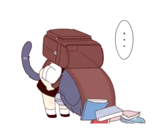 🐱 кот, школа, рюкзак, книги, аниме, милый whatsapp sticker