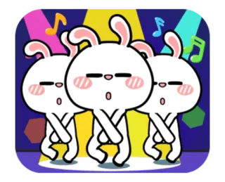 👯 conejo, música, baile, dibujos animados whatsapp sticker