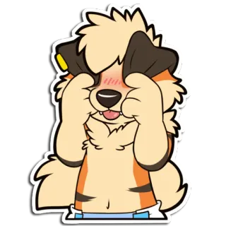 😳 Growlithe Pokémon Growlithe, Pokemon, furry, shy, blushing, cute, anime, cartoon telegram sticker