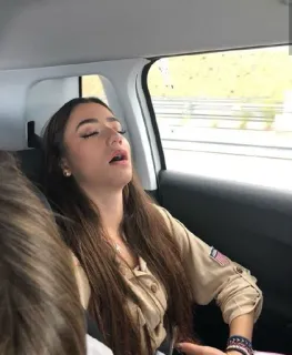 ❤️ sleeping, person, long hair, transportation, indoors, car whatsapp sticker