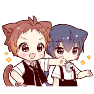 🍓 Anime, Orelhas de gato, Chibi, Kawaii, Amigos, Fofo, Desenho animado telegram sticker