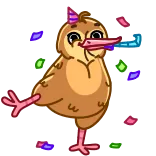 🥳 pássaro, festa, celebração, confete, desenho animado, fofo, festivo telegram sticker
