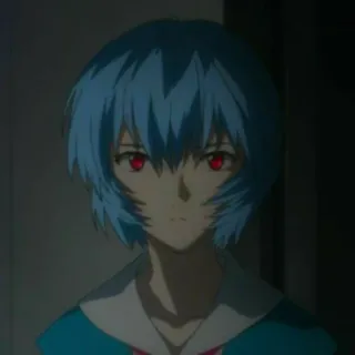 📓 Rei Ayanami Neon Genesis Evangelion Anime, Charakter, blaue Haare, rote Augen, Rei Ayanami, Evangelion whatsapp sticker