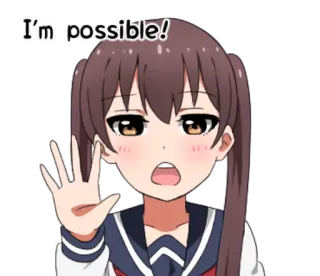 😑 I'm possible! anime, chica, uniforme escolar, expresión, posible telegram sticker
