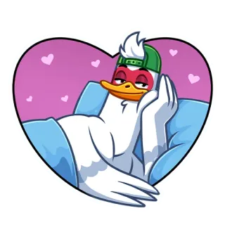 ❤️ 鸭子, 卡通, 爱, 放松, 心, 动画 telegram sticker