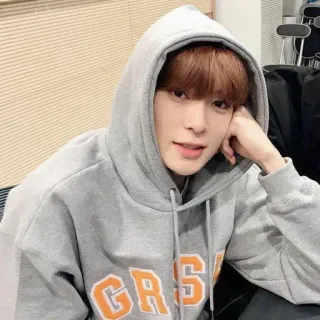 🌸 GRSU moletom com capuz, casual, coreano, homem, retrato whatsapp sticker
