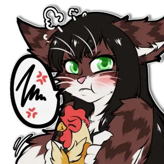 😟 angry, cat, chicken, annoyed, meme telegram sticker