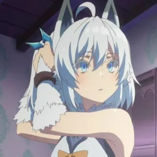 💙 Anime, Ragazza Lupo, Orecchie Animali, Kemonomimi, Fantasy telegram sticker