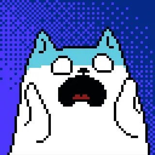 😨 แมว, พิกเซลอาร์ต, ตกใจ, กลัว, สัตว์, น่ารัก telegram sticker