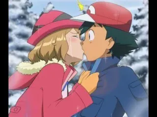 💋 Ash Ketchum Pokemon Покемон, Эш Кетчум, Серена, Аниме, Поцелуй, Романтика whatsapp sticker