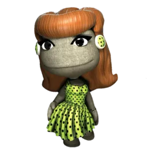 👩 little big planet, girl, dress, doll, cute telegram sticker
