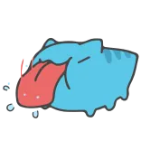 🤪 Cartone animato, Animale, Gatto, Lingua, Divertente, Blu, Sticker telegram sticker