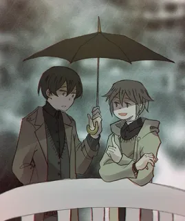 ☔ payung, hujan, anime, anak laki-laki, sedih, emosional telegram sticker