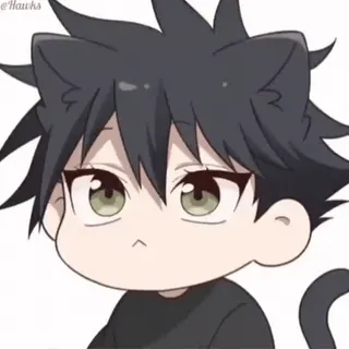 😐 @Hawks Anime, Cartone animato, Carino, Gatto, Gattino, Kawaii telegram sticker