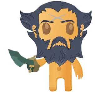😡 Cartone animato, Personaggio, Spada, Guerriero, Arma, Combattente telegram sticker