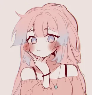 🌟 dziewczyna anime, różowe włosy, słodka, kreskówka, ilustracja, sztuka cyfrowa telegram sticker