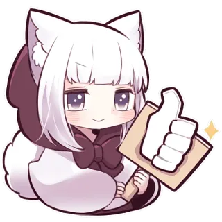 👍 Аниме, Кавай, Стикер, Милый, Животное, Большой палец вверх telegram sticker