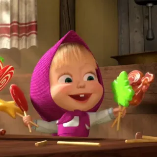 😄 Masha Masha and the Bear мультфильм, анимация, Маша и Медведь, конфета, леденец, детский мультфильм telegram sticker