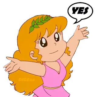👍 YES Dibujos animados, Sí, Acuerdo, Femenino, Anime telegram sticker