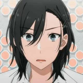 😥 Anime, Manga, Pelo negro, Personaje, Ilustración, Retrato telegram sticker