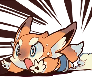 😦 лиса, бег, животное, мультфильм, милый, аниме telegram sticker